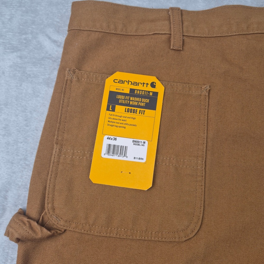NWT Carhartt 44x36 B11-BRN Loose Fit Washed Duck Utility Work Pants Brown BN0011